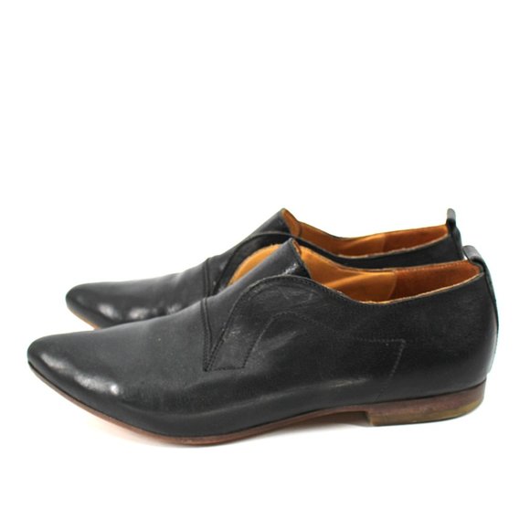 MOMA Hand-made Shoes ML4 Oxfords Laceless Black Leather Pointed Derby Loafer 7 - Picture 8 of 15